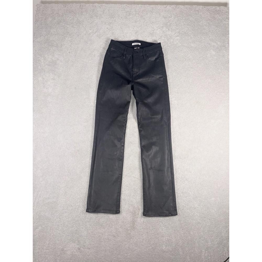 Good American Good Straight Coated jean in Black 0/25